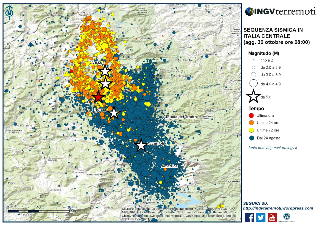 Map showing recent Italy quakes